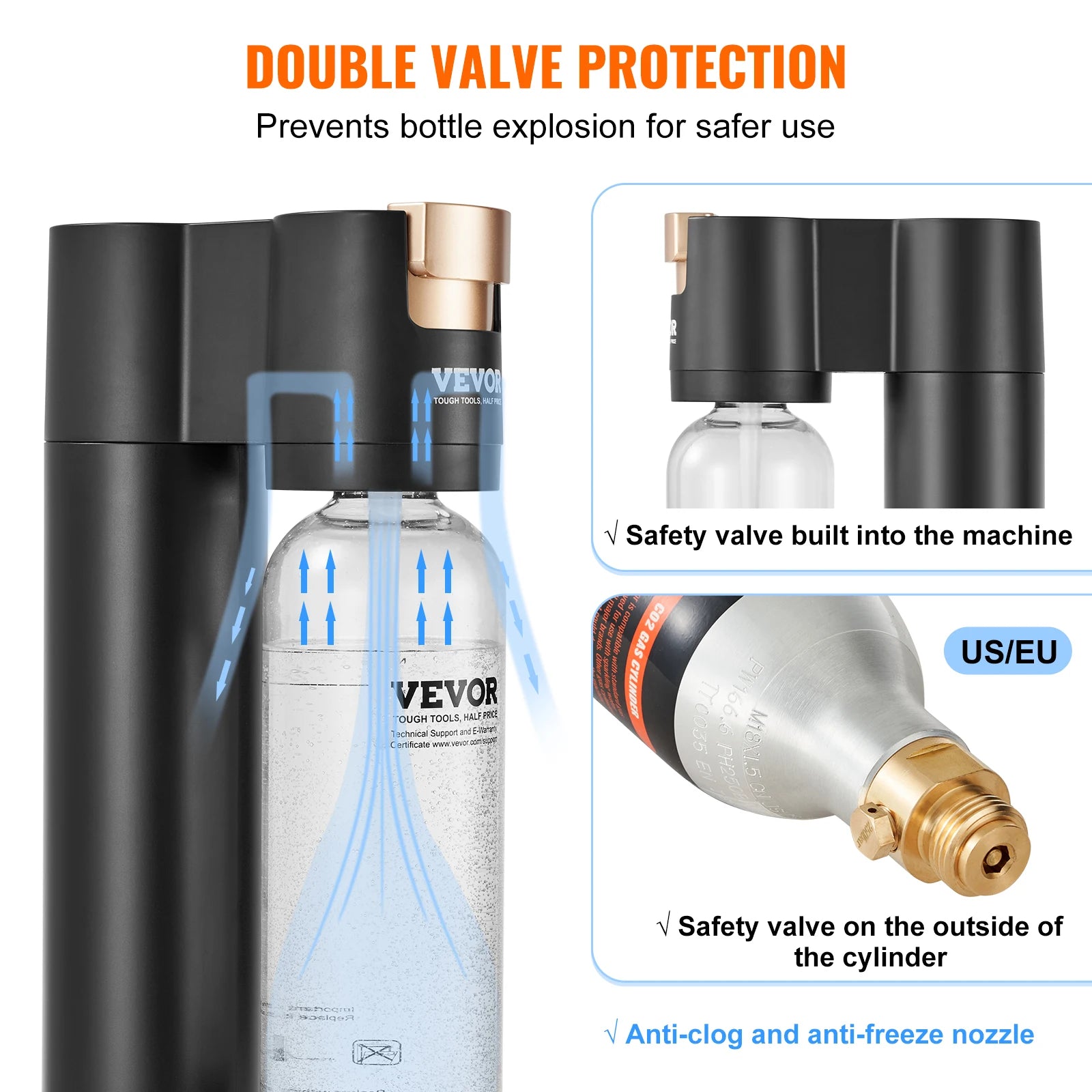 VEVOR Sparkling Water Maker – Home Carbonating Machine with 60L CO2 Cylinder Compatibility