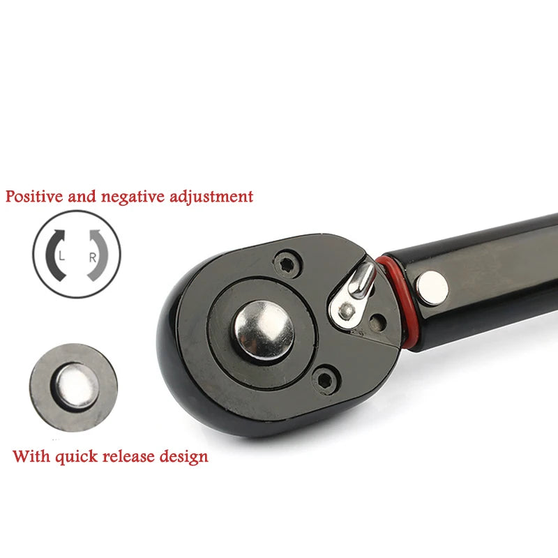 5-210N.m Adjustable Torque Wrench with 1/2'', 3/8'', 1/4'' Square Drive for Car and Bike Repair