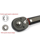 5-210N.m Adjustable Torque Wrench with 1/2'', 3/8'', 1/4'' Square Drive for Car and Bike Repair