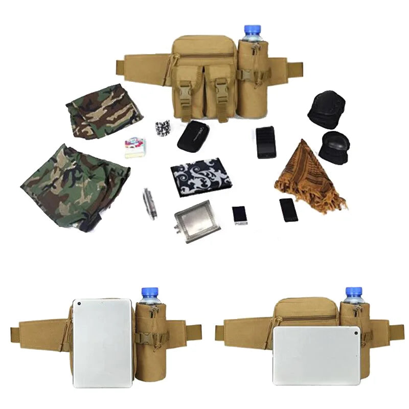 Tactical Nylon Outdoor Waist Pack with Bottle Holder