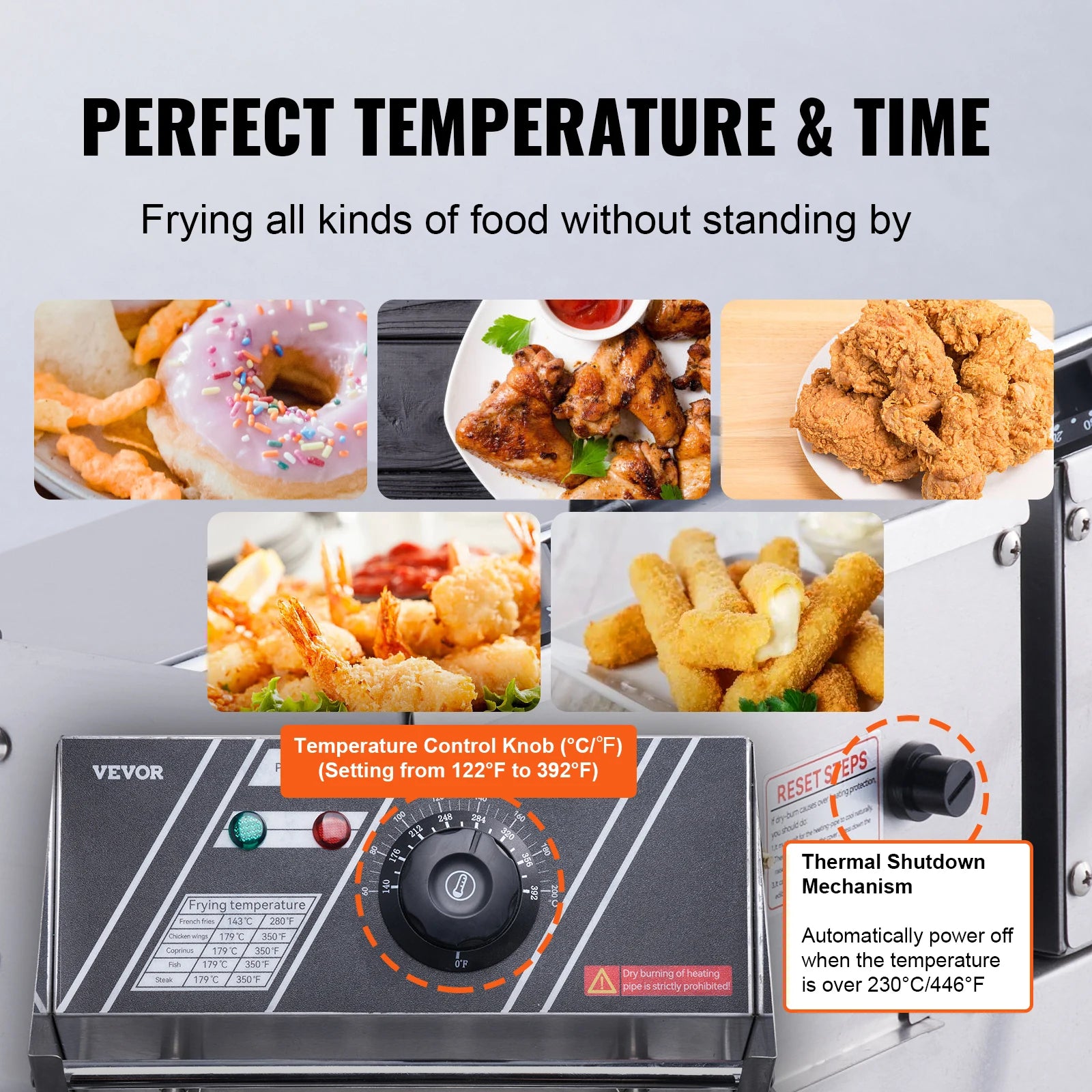 VEVOR 24L Commercial Electric Deep Fryer – 3000W, Dual Baskets, Adjustable Temperature