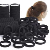 50-1000 Pcs Black Elastic Hair Ties for Girls