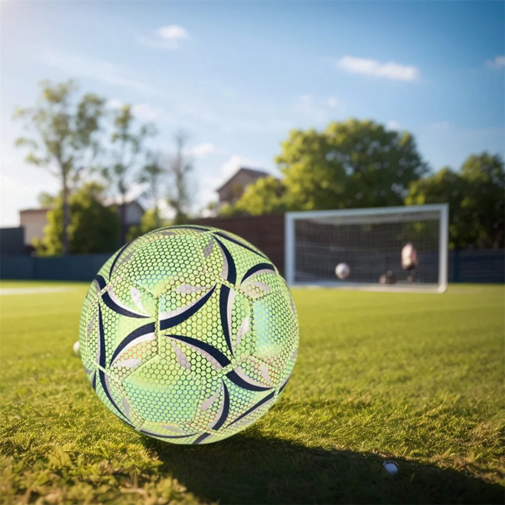 Glow-in-the-Dark Reflective Football – Size 4/5 Training Soccer Ball for Kids & Adults