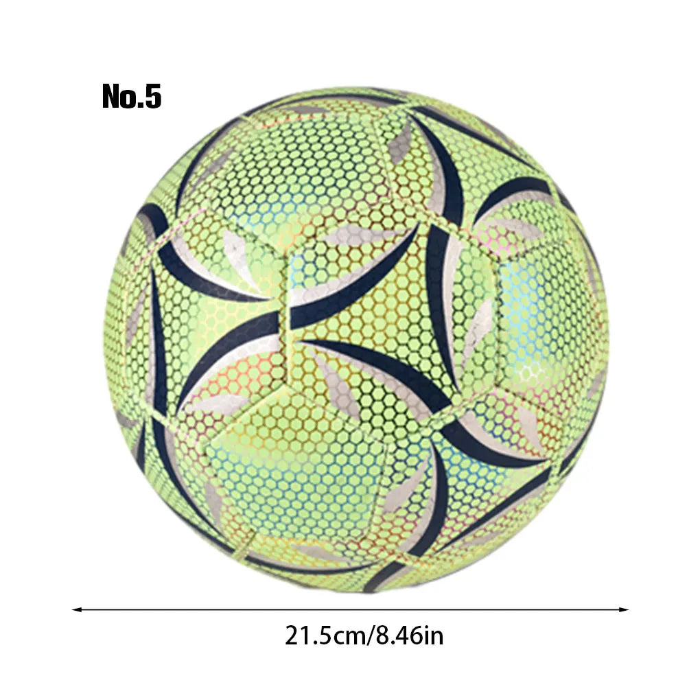 Glow-in-the-Dark Reflective Football – Size 4/5 Training Soccer Ball for Kids & Adults
