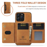 2-in-1 Magnetic Leather Wallet Case for iPhone 7 to 15 Pro Max