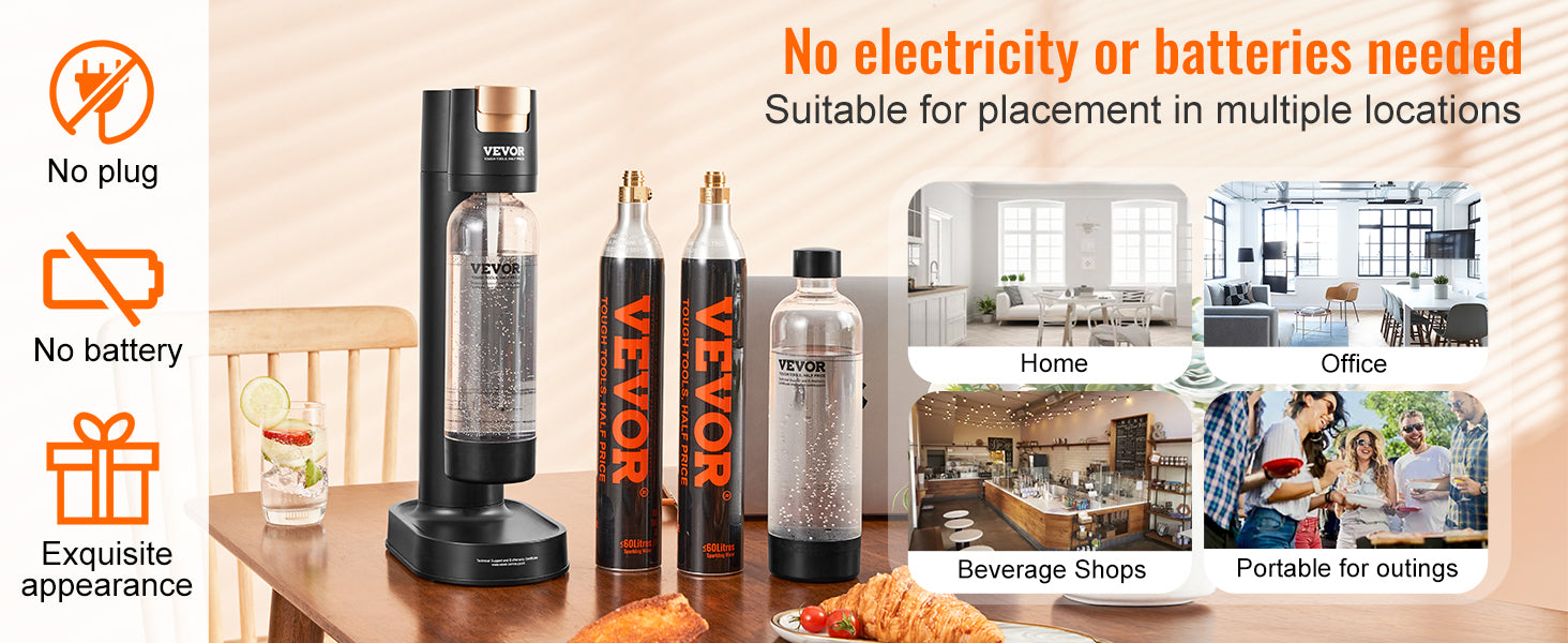VEVOR Sparkling Water Maker – Home Carbonating Machine with 60L CO2 Cylinder Compatibility